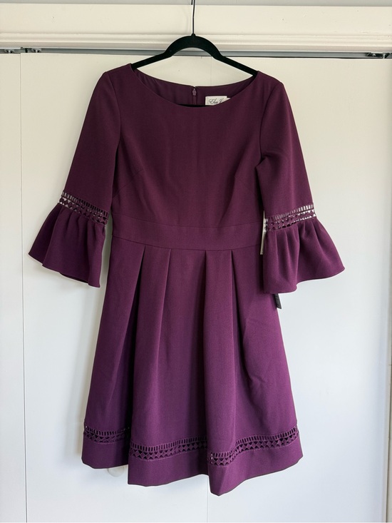 Eliza J Dresses & Skirts - Eliza J NWT Purple Plum Fit Flare Dress Size 6 Bell Sleeve